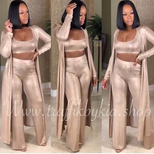 3 PIECE CHAMPAGNE/GOLD SET